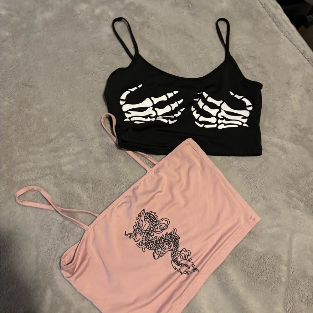 SHEIN Black and Pink Bandeau Intimates Set